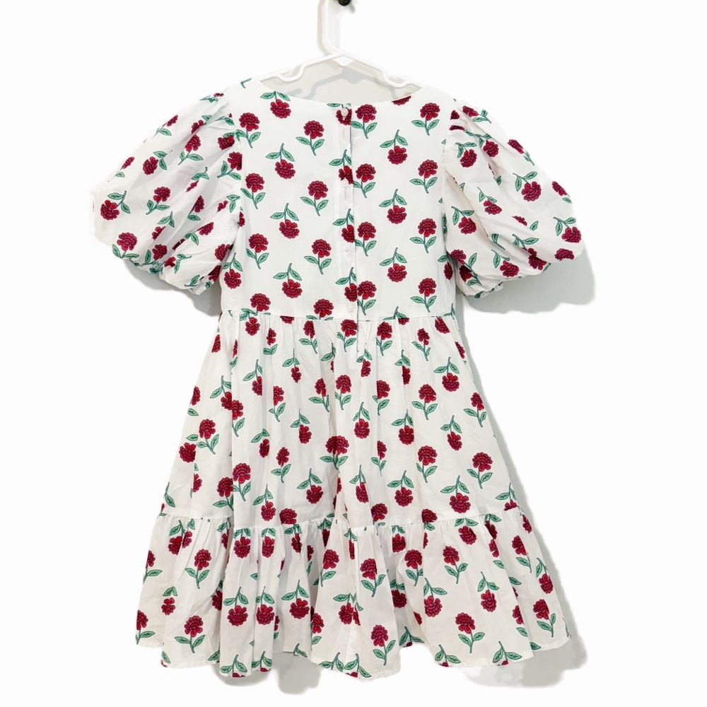 Janie and Jack White Floral Bubble Sleeve Dress Girls Size 10 - Picture 2 of 5